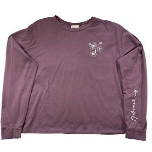 Dirtee Laundry Purple Long Sleeve Graphic Tee Floral Be Yourself Quote Womens M